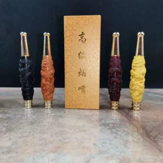 加工定制雕龙烟嘴过滤器可清洗循环型黑檀净烟器实木粗细两用