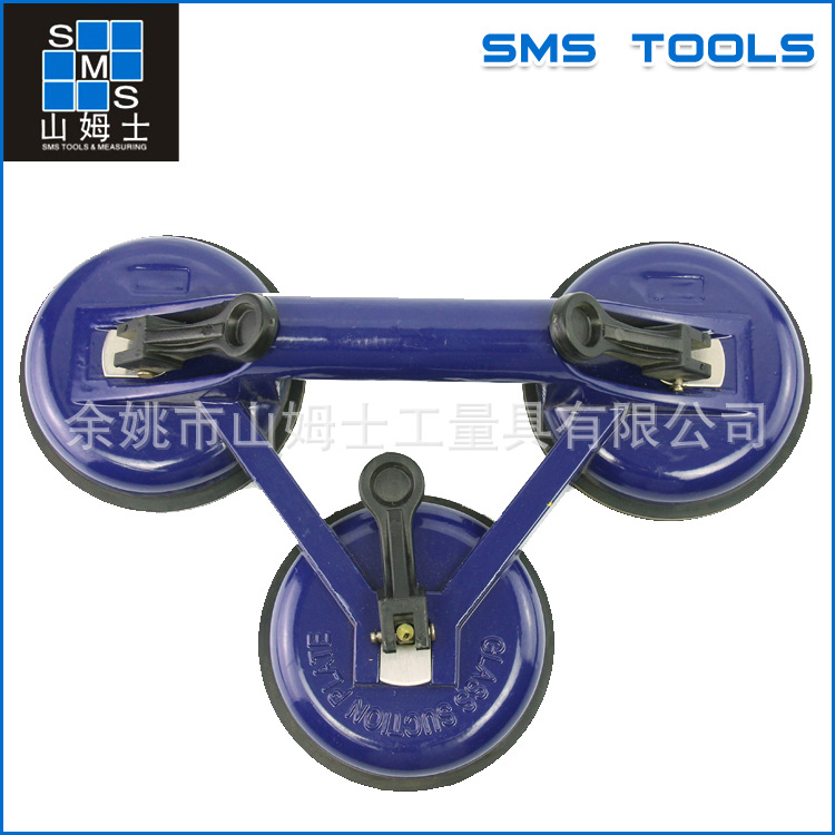 厂家批发宝蓝色重型三爪瓷砖玻璃吸盘 三头玻璃真空吸盘