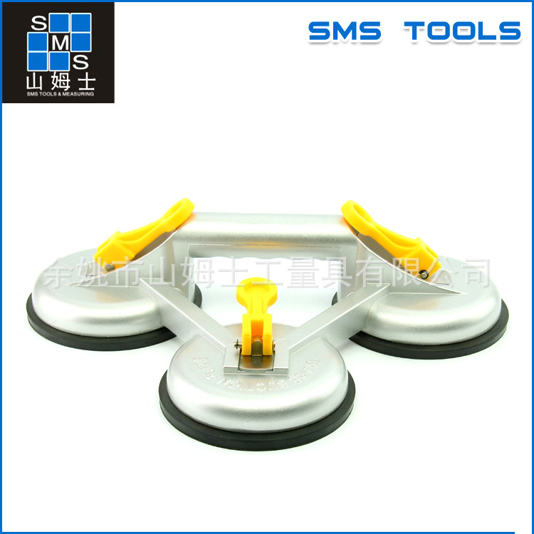 厂家批发烤漆银色铝合金三爪瓷砖玻璃吸盘 小号三头瓷砖玻璃吸盘