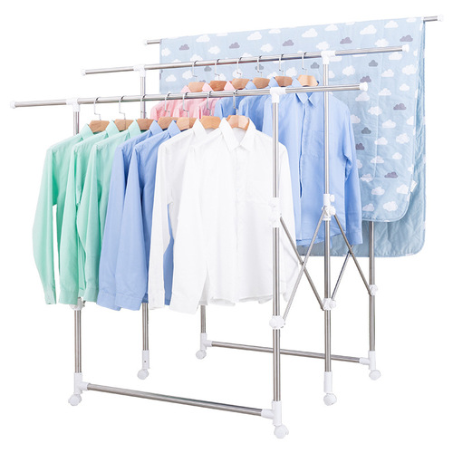 Clothes drying rack, floor-standing folding stainless steel balcony lift clothes drying rack, quilt rack, mobile clothes drying pole wholesale manufacturer