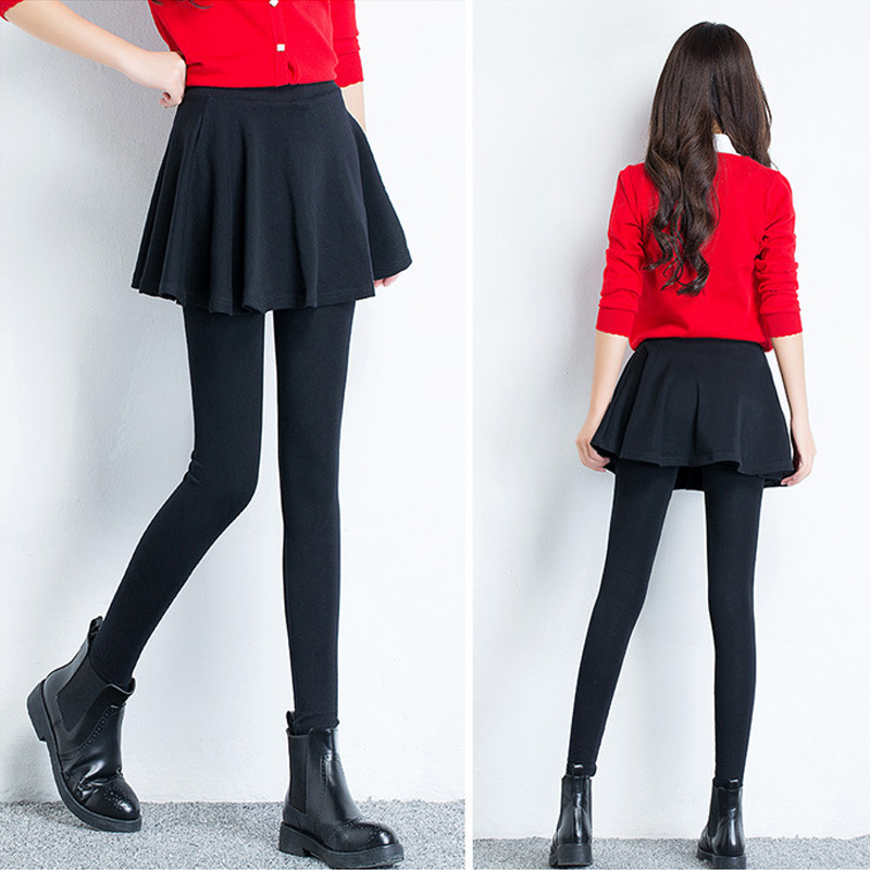 Fake Two-Piece Pleated Skirt Leggings for Women Plus Size Elastic Slim Sports Dance Skirt Square Dance Skirt Pants Slimming