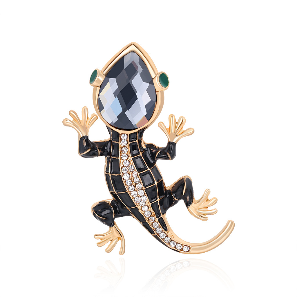 Europe and the United States new personalized brooch alloy diamond oil drop lizard gecko four claw snake corsage spot wholesale