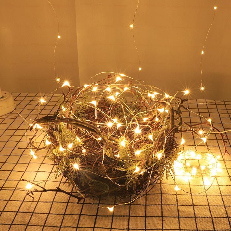 Solar LED de alambre de cobre Cadena de luz de la flor de Navidad caja de regalo decoración de la torta USB de control remoto a prueba de agua de alambre de cobre de color Cadena de luz