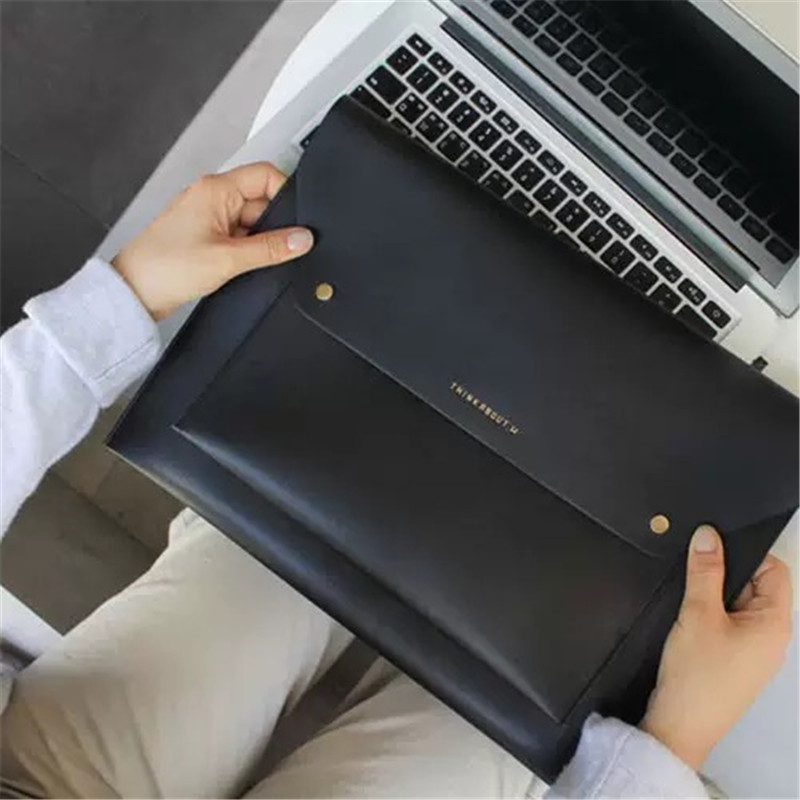 Korean version of business office leather notebook computer bag A4, B5 file bag briefcase for 13.3 inches