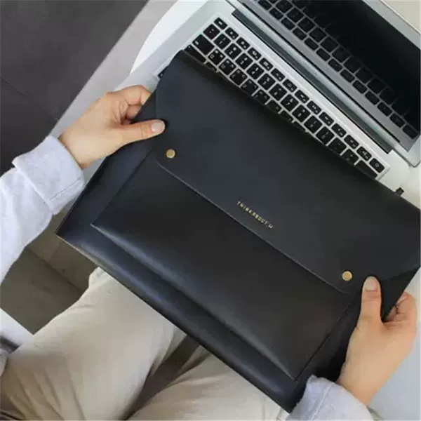 Korean version of business office leather notebook computer bag A4, B5 file bag briefcase for 13.3 inches