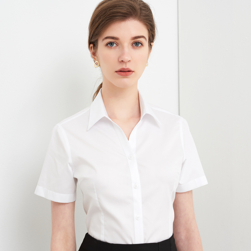 Business Wear Women's Shirt Summer Women's 100S Pure Cotton Dp Ready-To-Wear No-Iron Short-Sleeved Shirt Classy Custom Logo Business Wear Women's Shirt Summer Women's 100S Pure Cotton Dp Ready-To-Wear No-Iron Short-Sleeved Shirt Classy Custom Logo