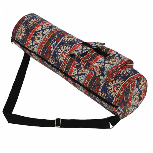 Ethnic-style outdoor canvas yoga bag storage bag cylindrical single-shoulder fitness storage bag Amazon dropshipping one piece