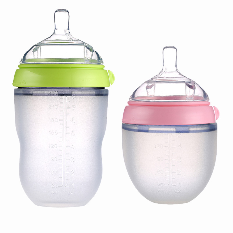 源头厂家跨境美标婴儿奶瓶超宽口径硅胶奶瓶防胀气防摔婴儿奶瓶