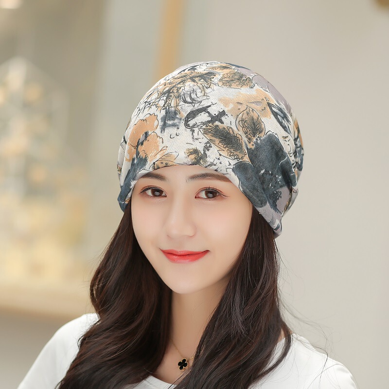 Spring and Summer Pullover Hat Fashionable Printed Pile Bald Chemotherapy Hat Thin Section Maternity Confinement Hat Women's New Style