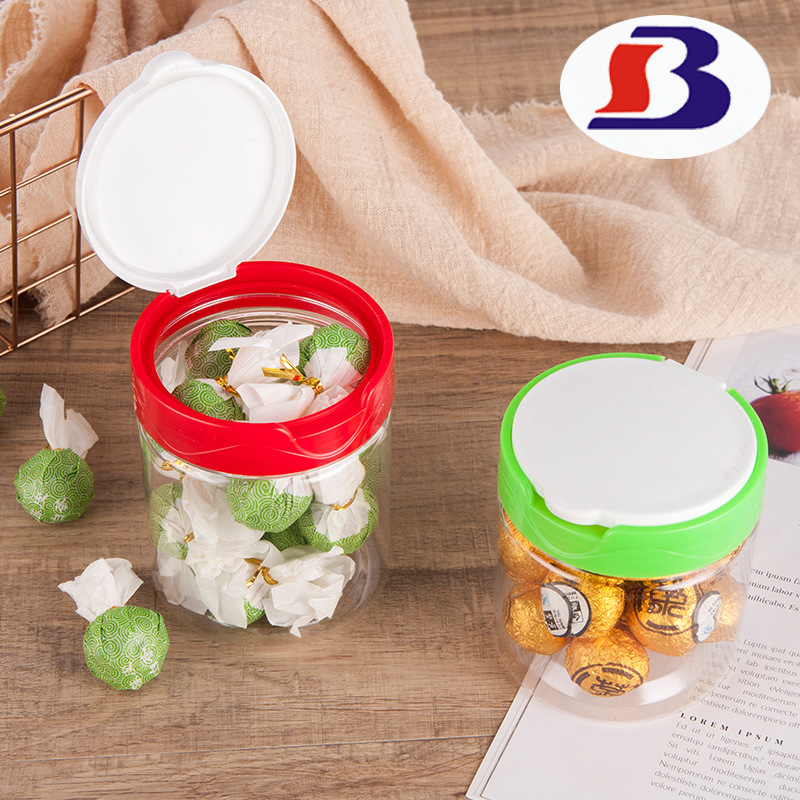 源头厂家批发透明PET食品密封翻盖食品罐  多种尺寸可加垫片