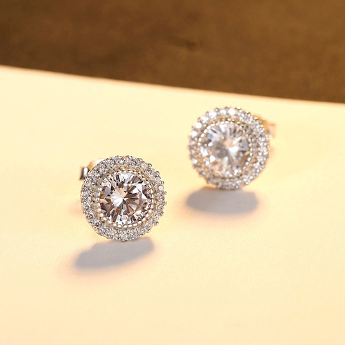 PAG&MAG Simple Earrings Student S925 Silver Earrings Micro-Inlaid Zirconia Exquisite and Elegant Jewelry Gift