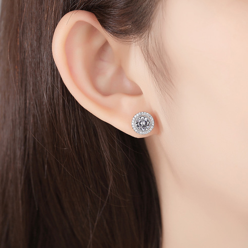 PAG&MAG Simple Earrings Student S925 Silver Earrings Micro-Inlaid Zirconia Exquisite and Elegant Jewelry Gift
