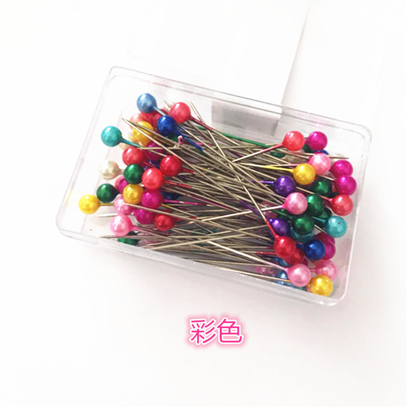 Venta al por mayor niquelado 100 unidades color perla aguja de alta calidad perla Pin Acero inoxidable ropa vertical corte posicionamiento aguja