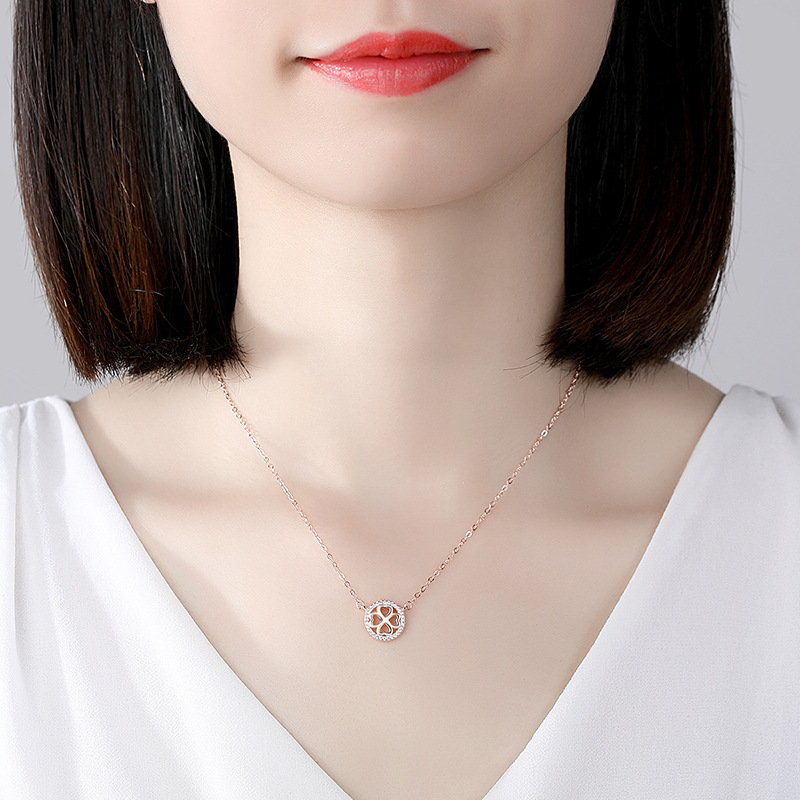 S925 plata esterlina trébol collar de plata esterlina de las mujeres populares Red roja elegante simple cadena de clavícula ins viento frío para novia