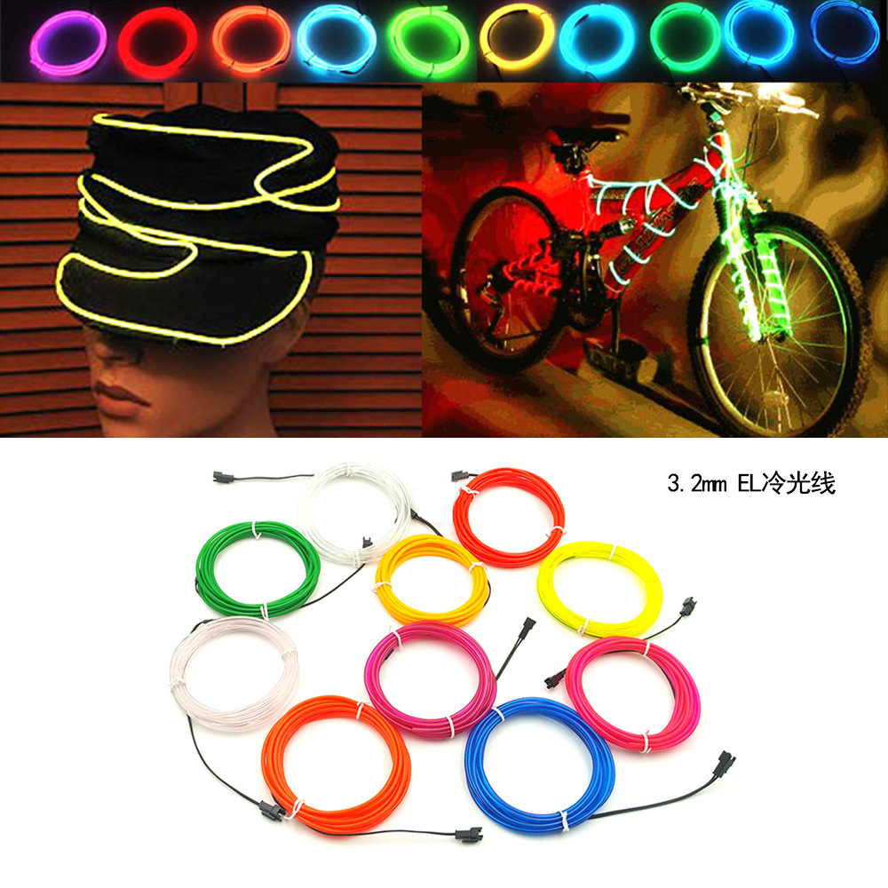 Fábrica al por mayor 3,2mm luz luminosa multiusos decoración el luz fría diez colores luz fluorescente colorida sin conducir