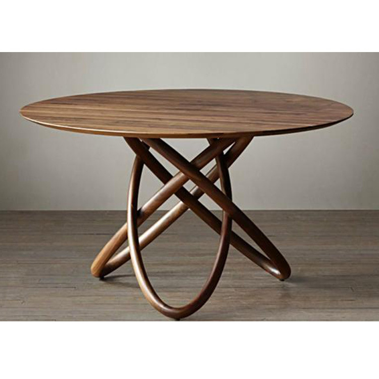 Nordic Round Table Solid Wood Designer Dining Table Glass Long Table Theme Restaurant Cafe Personalized Leisure Table Hotel