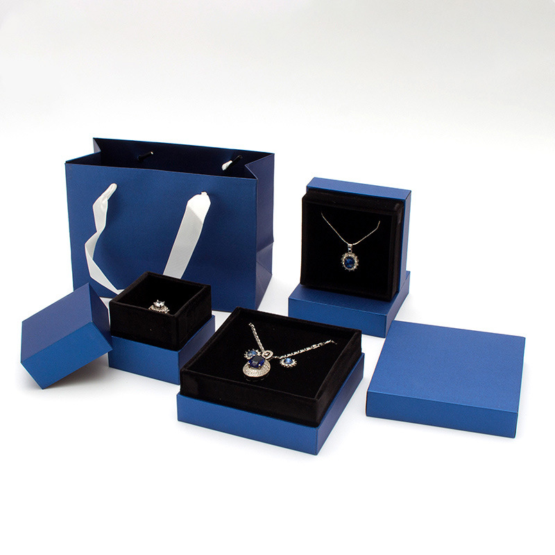 Estilo japonés y coreano elegante introducción azul Noble anillo caja colgante caja pulsera caja bolso caja de joyería al por mayor