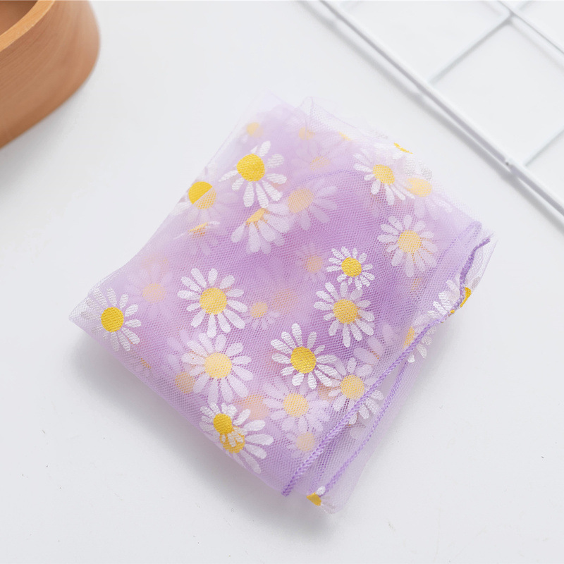 Primavera y verano japonés nueva pila calcetines Daisy transparente malla delgada transpirable crisantemo encaje hadas Calcetines