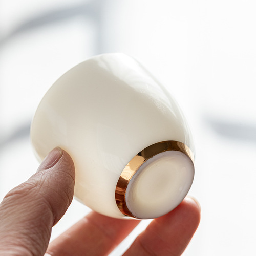 Suet-fat jade tea set high-end gift complete set Kung Fu teacup teapot lid bowl white porcelain complete set gift box customization