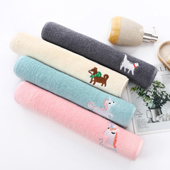 全純棉32股毛巾素色繡花成人家用洗臉大毛巾柔軟吸水不掉毛不掉色