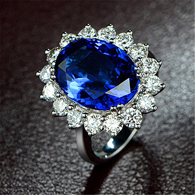 Princess Diana Style Adjustable Tanzanite Sapphire Colorful Gemstone Women's Open Ring_voghion.com
