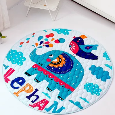 Children's Floor Mat, Ins-Style – Avtomobil döşəmə paspasları - floral-elephant-15-m-diameter-15-m-diameter