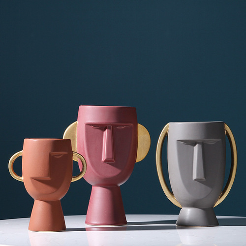 Nordic style avatar face ceramic vase creative simple modern home crafts soft decoration decorations