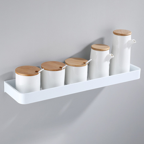 White space aluminum kitchen condiment storage rack bathroom storage rack wall-mounted condiment rack punched