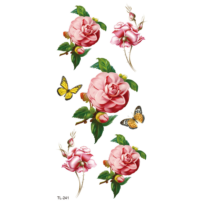 Flower tattoo stickers flower scar in stock wholesale temporary tattoo stickers in stock wholesale waterproof female rose butterfly