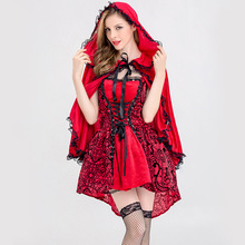 新款实拍分码万圣节小红帽演出服 成人cosplay派对夜店舞会女王装