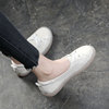 White shoes, universal footwear flat platform, genuine leather, 2023 collection, plus size