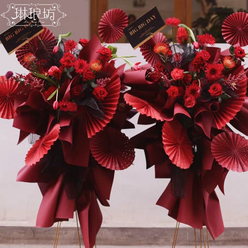 Canasta de flores ventilador plegable ventilador de papel decoración de la habitación de flores ventilador plegable de papel de maní día fiesta de fondo colgante de pared vestido floral material auxiliar