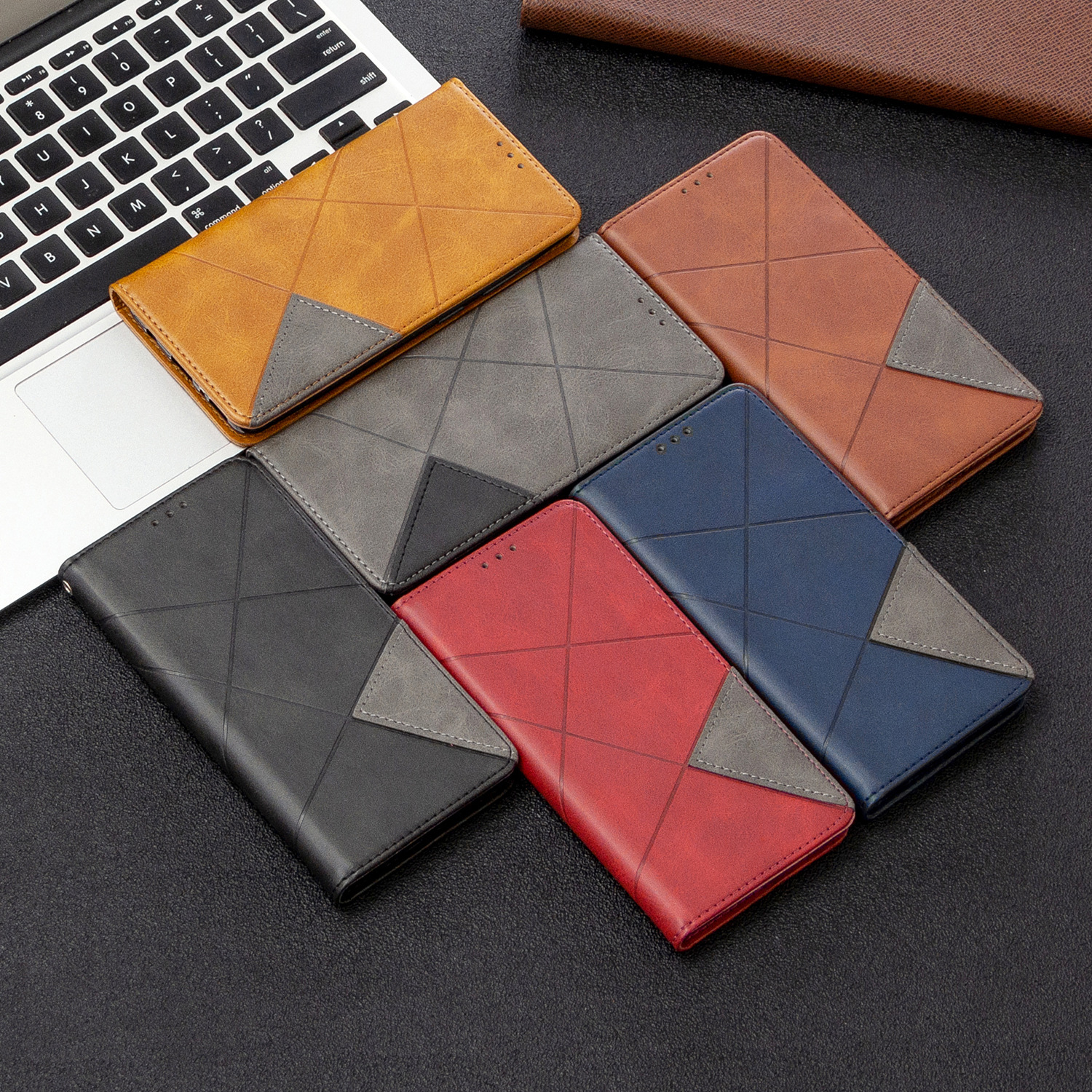 Suitable for Samsung A57 S24Fe/S25Fe/A06/A17 Prismatic Dark Magnetic Leather Case Samsung S26 A53 Leather Case