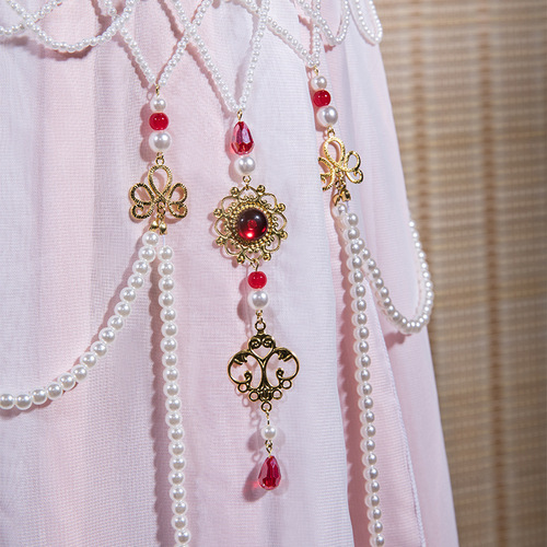 Hanfu waist chain women's ancient style long tassel pearl Tang style flat collar waist-length undershirt ancient accessories 39.9GF009