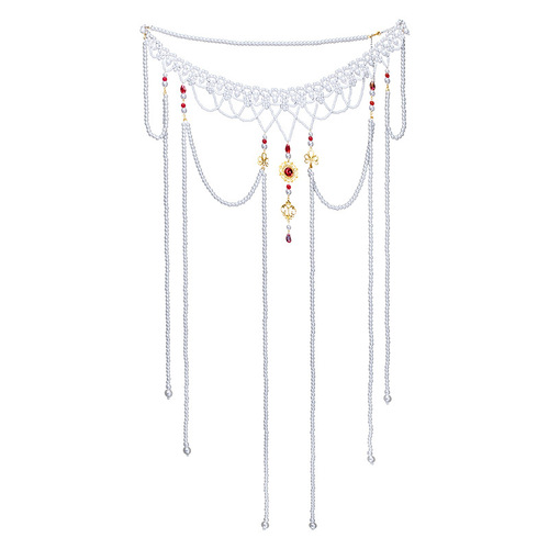 Hanfu waist chain women's ancient style long tassel pearl Tang style flat collar waist-length undershirt ancient accessories 39.9GF009