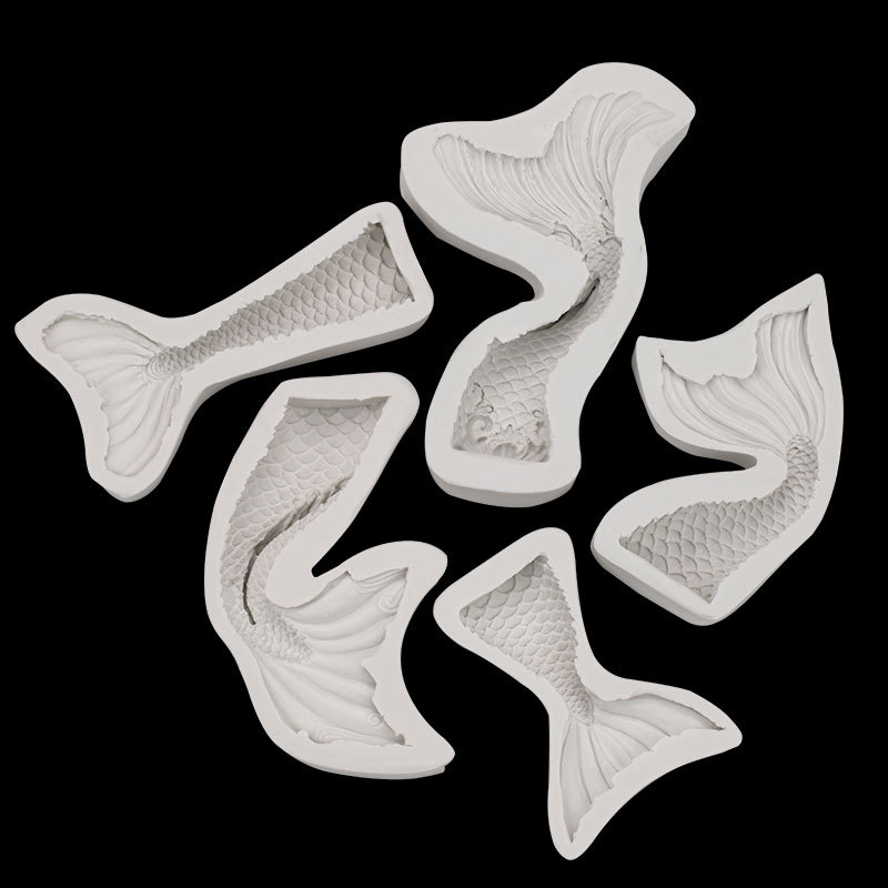 3D sirena cola océano serie DIY fondant pescado cola chocolate pastel epoxi colgante molde