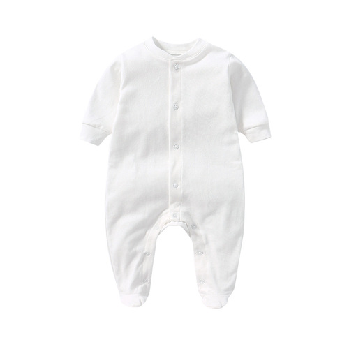 Newborn baby long-sleeved solid color long climbing jumpsuit spring and autumn cotton leggings jumpsuit black and white