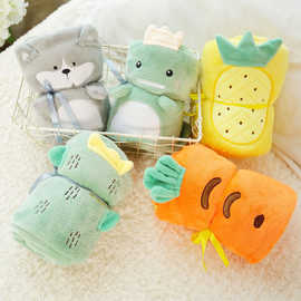 卡通动物卷毯午睡空调毯毛绒办公室午睡毯儿童女生夏凉空调毯