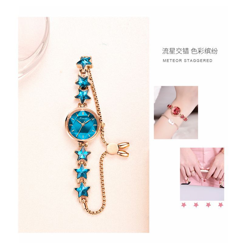 Jinmiou lucky star bracelet watch women's estilo coreano ins stretch buckle light luxury rose gold stone british watch K6352S