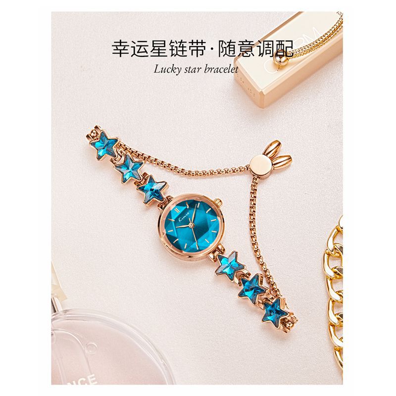 Jinmiou lucky star bracelet watch women's estilo coreano ins stretch buckle light luxury rose gold stone british watch K6352S