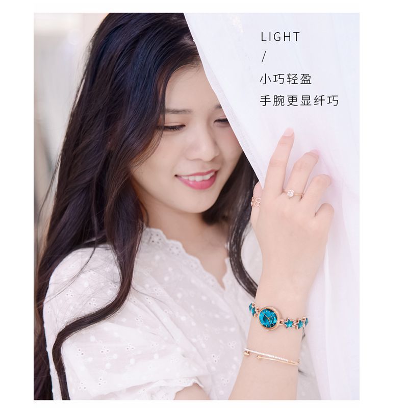 Jinmiou lucky star bracelet watch women's estilo coreano ins stretch buckle light luxury rose gold stone british watch K6352S