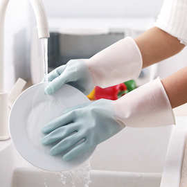 T洗碗手套 防水橡胶薄款清洁厨房耐用乳胶洗衣服胶皮刷碗家务手套
