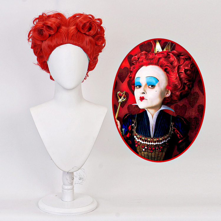 [Haohang] Alice in Wonderland Red Queen Wig Queen of Red Peach Cos Wig in Stock