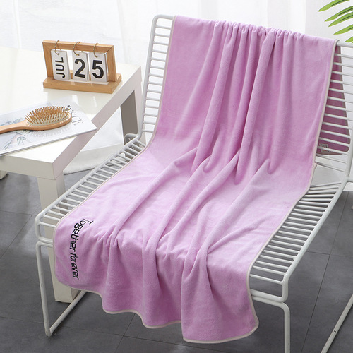 Manufacturer wholesale youth style embroidered microfiber large bath towel, absorbent, quick-drying, gym shower wrap, lint-free