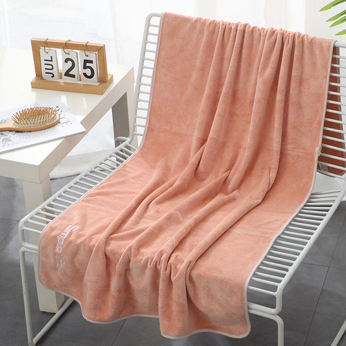 Manufacturer wholesale youth style embroidered microfiber large bath towel, absorbent, quick-drying, gym shower wrap, lint-free