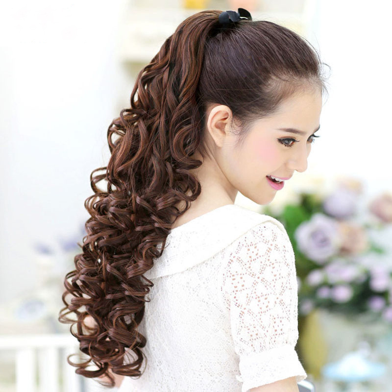 European And American Headband Long Curly Hair Wig Tie-on Style BDJ Women's Ponytail_voghion.com