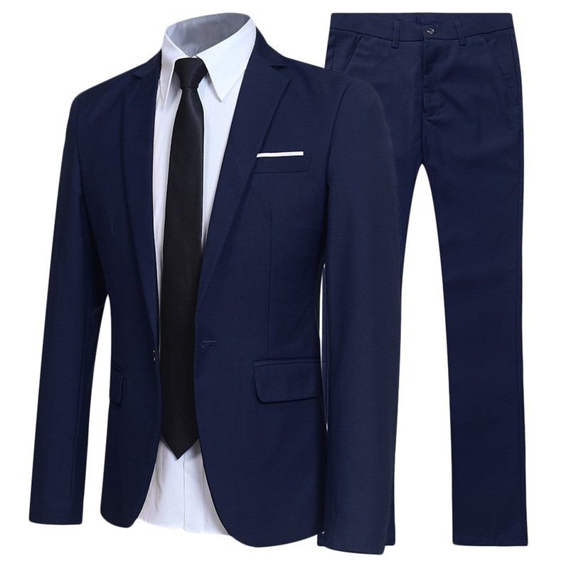 Men's Summer Casual Small Suit Set Thin Jacket Korean Style Slim-fit Two-piece Fashionable Handsome Suit Set