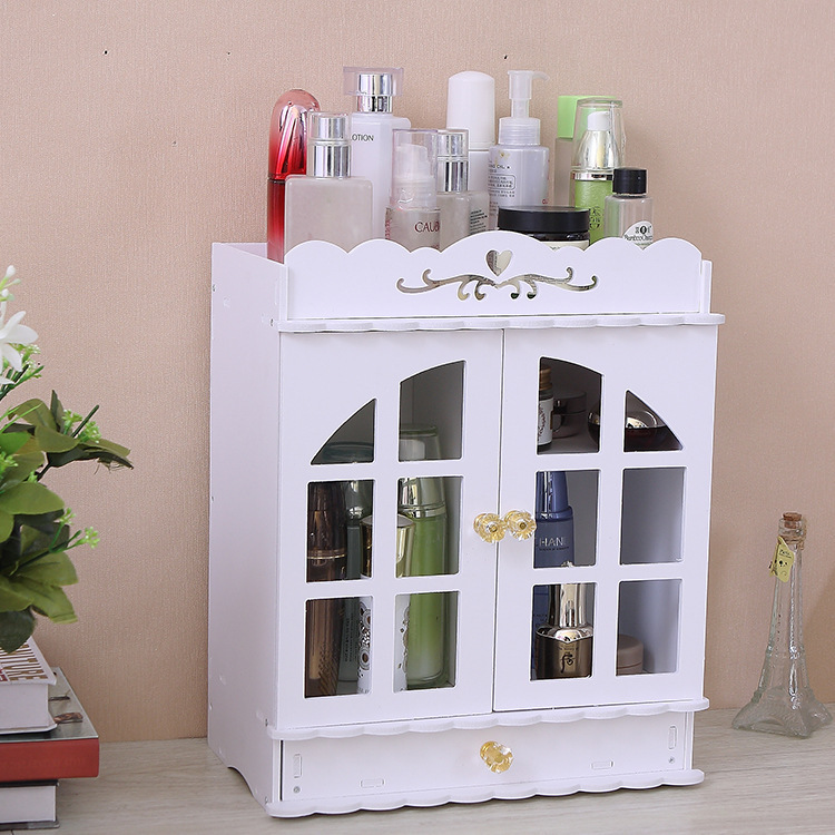 Caja de almacenamiento de cosméticos de escritorio de estilo coreano caja de almacenamiento de plástico fábrica al por mayor almacenamiento rack maquillaje organización almacenamiento