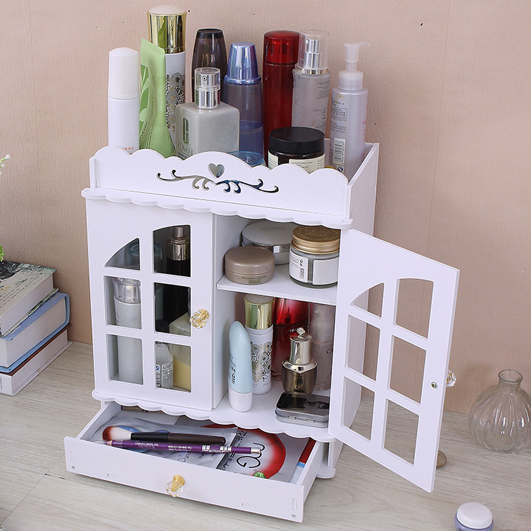 Caja de almacenamiento de cosméticos de escritorio de estilo coreano caja de almacenamiento de plástico fábrica al por mayor almacenamiento rack maquillaje organización almacenamiento