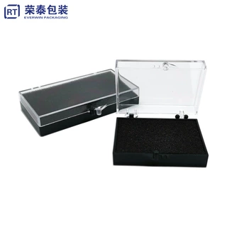 定制透明塑胶徽章盒 球叉胸针奖牌翻盖包装盒 帽徽饰品收纳展示盒